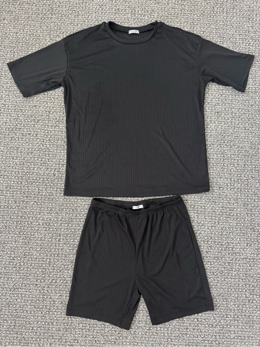 Black Ribbed Two-Piece Lounge Set